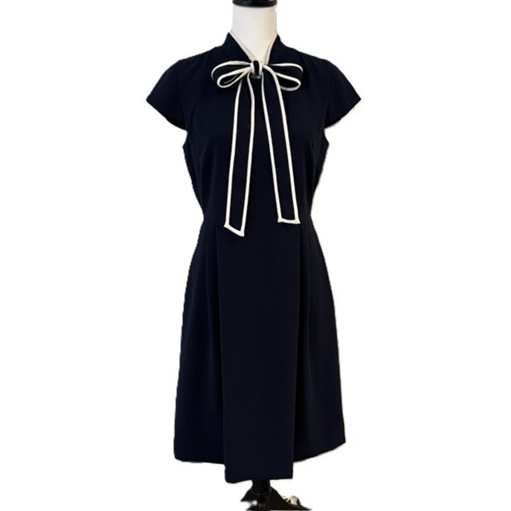 NWT J. Crew Sheath Dress Women 6 Classic Navy Contrast Bow Cap Sleeve